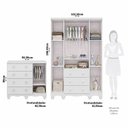 Ver imagem 3 de Quarto Infantil com Guarda-Roupa 4 Portas e Cômoda 1 Porta 100% MDF Mimo Espresso Móveis Branco/Brilho