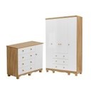 Ver imagem 2 de Quarto Infantil com Guarda-Roupa 4 Portas e Cômoda 1 Porta 100% MDF Mimo Espresso Móveis Branco/Brilho/Amêndoa