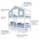 Ver imagem 4 de Beliche Casinha Dos Sonhos com 02 Gavetas Madeira Maciça Branco | Azul Housin