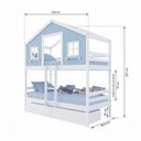 Ver imagem 3 de Beliche Casinha Dos Sonhos com 02 Gavetas Madeira Maciça Branco | Azul Housin