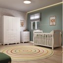 Ver imagem 1 de Quarto de Bebê Completo Berço Minicama Guarda-Roupa 4 Portas e Cômoda 100% MDF Nina Espresso Móveis Branco/Brilho