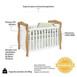 Quarto de Bebê Completo Berço Minicama Guarda-Roupa 4 Portas e Cômoda 100% MDF Nina Espresso Móveis Branco/Brilho/Amêndoa - 5 Quarto de Bebê Completo Berço Minicama Guarda-Roupa 4 Portas e Cômoda 100% MDF Nina Espresso Móveis Branco/Brilho/Amêndoa - 5