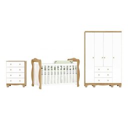 Quarto de Bebê Completo Berço Minicama Guarda-roupa 4 Portas e Cômoda 100% Mdf Nina Espresso Móveis - 3