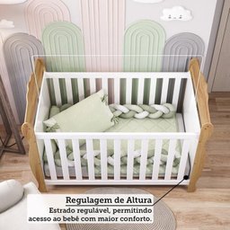 Quarto de Bebê Completo Berço Minicama Guarda-Roupa 4 Portas e Cômoda 100% MDF Nina Espresso Móveis Branco/Brilho/Amêndoa - 12 Quarto de Bebê Completo Berço Minicama Guarda-Roupa 4 Portas e Cômoda 100% MDF Nina Espresso Móveis Branco/Brilho/Amêndoa - 12