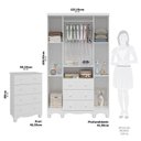 Ver imagem 3 de Quarto Infantil com Guarda-Roupa 4 Portas e Cômoda 4 Gavetas 100% MDF Mimo Espresso Móveis Branco/Br