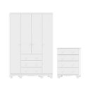 Ver imagem 2 de Quarto Infantil com Guarda-Roupa 4 Portas e Cômoda 4 Gavetas 100% MDF Mimo Espresso Móveis Branco/Br