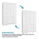 Ver imagem 4 de Quarto Infantil com Guarda-Roupa 4 Portas e Cômoda 4 Gavetas 100% MDF Mimo Espresso Móveis Branco/Br