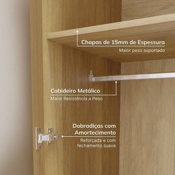 Guarda-roupa Modulado 3 Peças 6 Portas Jade CabeCasa MadeiraMadeira - 8