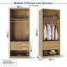 Guarda-roupa Modulado 3 Peças 6 Portas Jade CabeCasa MadeiraOriginals - 10