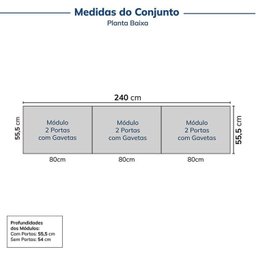 Guarda-roupa Modulado 3 Peças 6 Portas Jade CabeCasa MadeiraMadeira - 2
