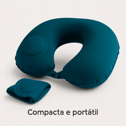 Travesseiro Almofada Pescoço Inflável  Cervical Ergonômico Carro Ônibus Avião Cor Verde - 2
