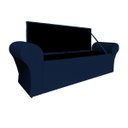 Ver imagem 3 de Recamier Baú Calçadeira Quarto Casal 138cm Barcelona:suede Azul Marinho