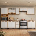 Ver imagem 1 de Cozinha Modulada 6 Peças 14 Portas 2 Gavetas Nicho para Forno Nápoles Itatiaia Branco/Cinamomo/Off White