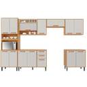 Ver imagem 3 de Cozinha Modulada 6 Peças 14 Portas 2 Gavetas Nicho para Forno Nápoles Itatiaia Branco/Cinamomo/Off White
