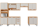 Ver imagem 3 de Cozinha Modulada 6 Peças 14 Portas 2 Gavetas Nicho para Forno Nápoles Itatiaia Branco/Cinamomo/Off White