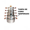 Ver imagem 2 de Jogo 5 Panelas Alumínio Batido Fundido Tampa de Vidro Extang