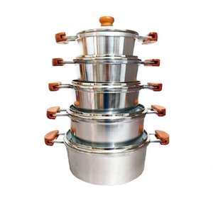 Jogo 5 Panelas Alumínio Batido Fundido Tampa de Vidro Extang