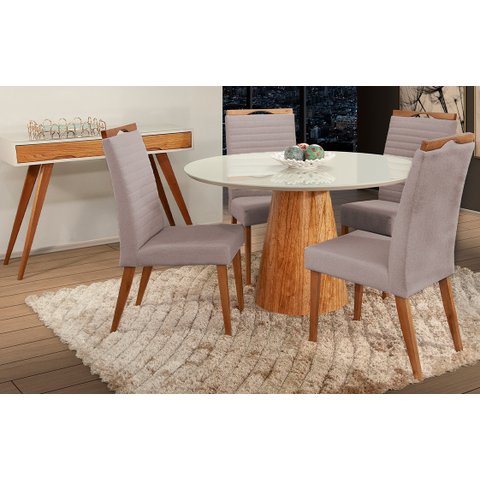 Mesa de jantar + 4 Cadeiras Itália tampo 120 cm Peach