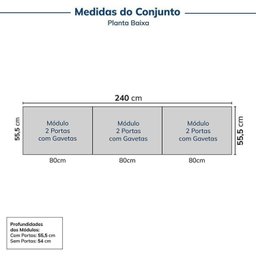 Guarda-roupa Modulado 3 Peças 6 Portas Jade CabeCasa MadeiraMadeira - 2