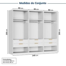 Guarda-roupa Modulado 3 Peças 6 Portas Jade CabeCasa MadeiraMadeira - 3