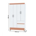 Ver imagem 4 de Guarda-roupa Solteiro San Diego 4 Portas 2 Gavetas Branco/camarim - Pnr Móveis