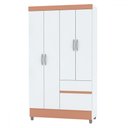 Ver imagem 2 de Guarda-roupa Solteiro San Diego 4 Portas 2 Gavetas Branco/camarim - Pnr Móveis