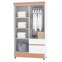 Ver imagem 3 de Guarda-roupa Solteiro San Diego 4 Portas 2 Gavetas Branco/camarim - Pnr Móveis