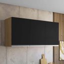 Ver imagem 3 de Armário Aéreo Cozinha Andréia 3 Portas 120 Cm Amendoa Preto Ajl Móveis