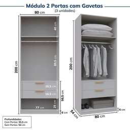 Guarda-roupa Modulado 3 Peças 6 Portas Jade CabeCasa MadeiraMadeira - 10