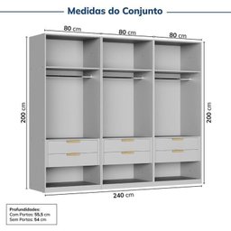 Guarda-roupa Modulado 3 Peças 6 Portas Jade CabeCasa MadeiraMadeira - 3