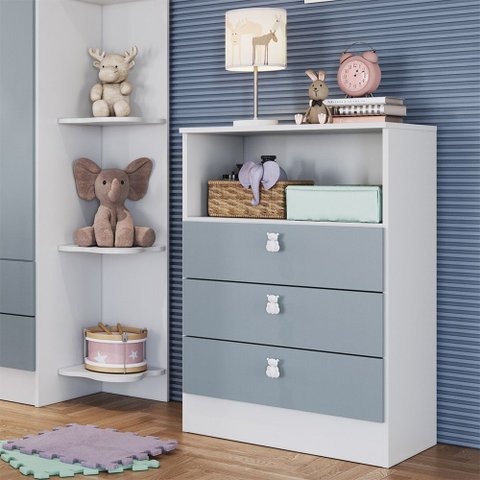 Cômoda Infantil Ursinho com 3 Gavetas Mdp 15mm Percasa