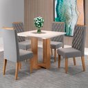 Ver imagem 1 de Mesa de Jantar 4 Lugares Sophia Diamantina Mel/blonde/veludo Cinza - Panorama Móveis