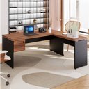 Ver imagem 1 de Escrivaninha Mesa Escritório Diretor em L com Gaveteiro Suspenso Espresso Móveis