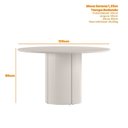 Ver imagem 4 de Conjunto Sala de Jantar Mesa Tampo de Vidro/MDF Redondo 135cm com 6 Cadeiras Serena Marrom/Ypê/Off White