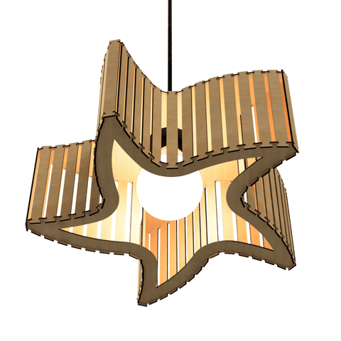 Luminária Pendente ESTRELA DO MAR Modelo Ripado -:MDF CRU
