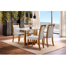 Sala de Jantar Madeira Maciça com 4 Cadeiras 1,20x0,80m - Talia - Espresso Móveis - 1