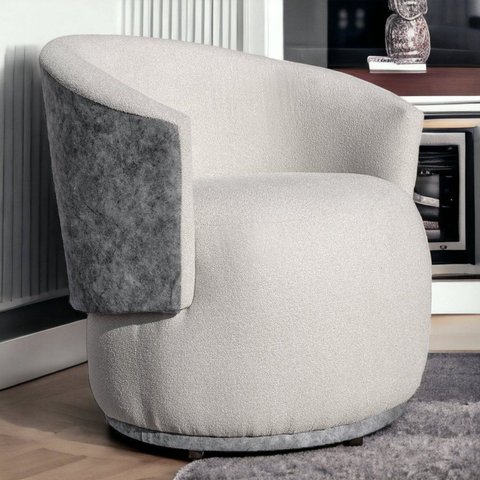 Poltrona Beatriz Compose Boucle 78,5x73x73 Cm Bege/Calacata/Cinza