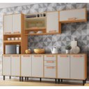 Ver imagem 1 de Cozinha Modulada 5 Peças 12 Portas 2 Gavetas Vidro Reflecta e Nicho para Forno Nápoles Itatiaia