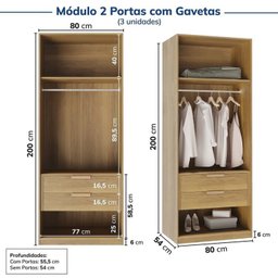 Guarda-roupa Modulado 6 Peças 12 Portas Jade CabeCasa MadeiraMadeira - 11