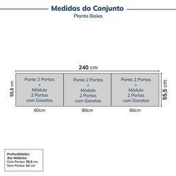 Guarda-roupa Modulado 6 Peças 12 Portas Jade CabeCasa MadeiraMadeira - 2