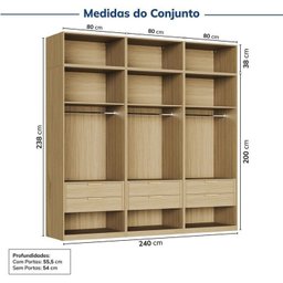 Guarda-roupa Modulado 6 Peças 12 Portas Jade CabeCasa MadeiraMadeira - 3