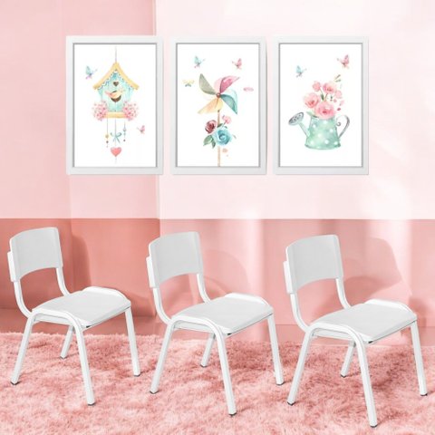 Kit 3 Cadeiras Infantil Iso Branca Brinquedoteca Escolas Ecomhome
