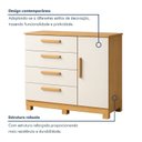 Ver imagem 5 de Cômoda 4 Gavetas e 1 Porta Sapateira Flora Bege/Cinamomo/Off White