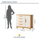 Ver imagem 3 de Cômoda 4 Gavetas e 1 Porta Sapateira Flora Bege/Cinamomo/Off White