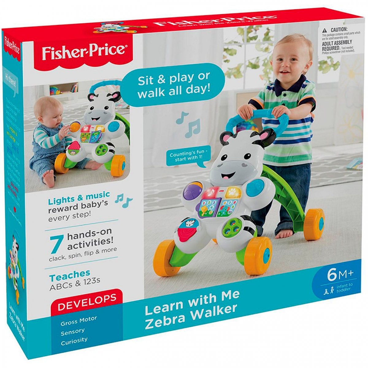 Andador Infantil Fisher Price Zebrinha Som e Luzes - DLH48 | MadeiraMadeira