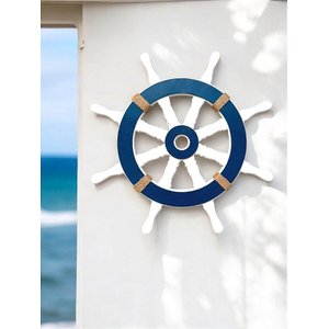 Enfeite Timão Branco e Azul 58 Cm Decoração Náutica de Parede