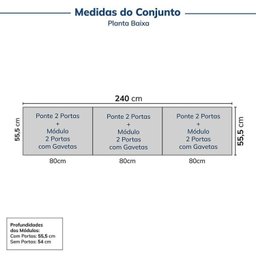 Guarda-roupa Modulado 6 Peças 12 Portas Jade CabeCasa MadeiraMadeira - 2