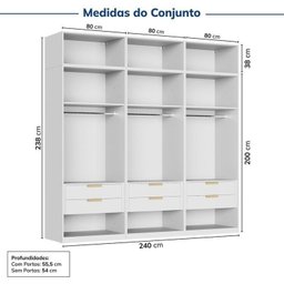 Guarda-roupa Modulado 6 Peças 12 Portas Jade CabeCasa MadeiraMadeira - 3