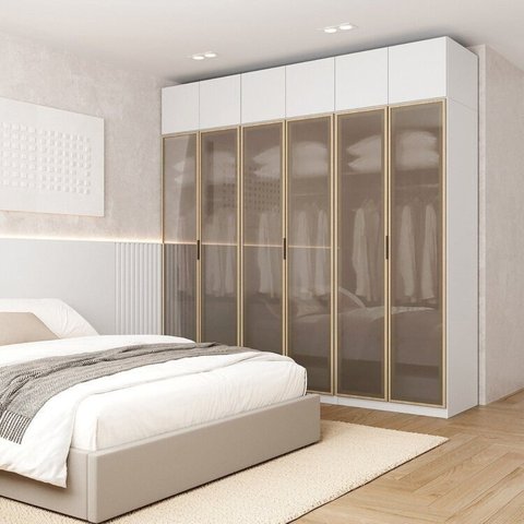 Guarda-Roupa Planejado 6 Peças 12 Portas Jade CabeCasa MadeiraOriginals Branco/Fosco/Avelã