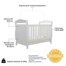Quarto de Bebê com Berço 3 em 1 e Cômoda Janelada 100% MDF Aurora Espresso Móveis - 4